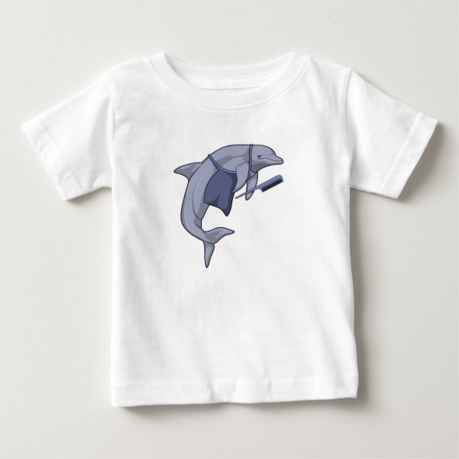Dolphin as Hairdresser with Comb Baby T-Shirt (Front)