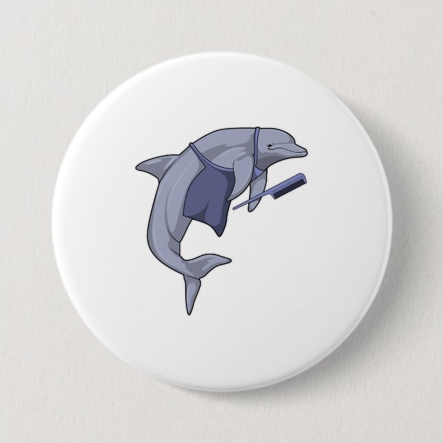 Dolphin as Hairdresser with Comb Button (Front)