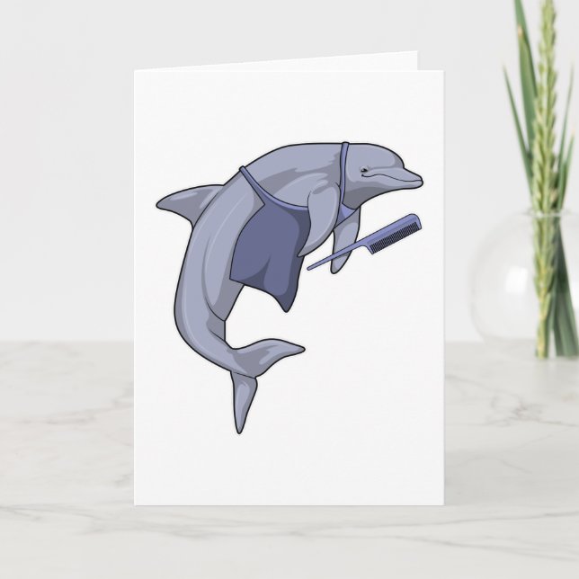 Dolphin as Hairdresser with Comb Card (Front)