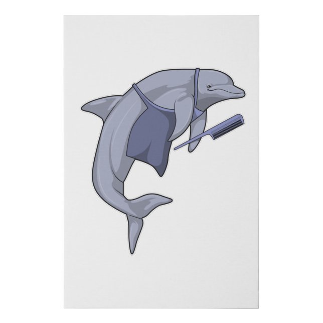 Dolphin as Hairdresser with Comb Faux Canvas Print (Front)