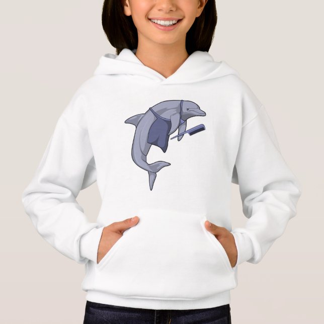 Dolphin as Hairdresser with Comb Hoodie (Front)