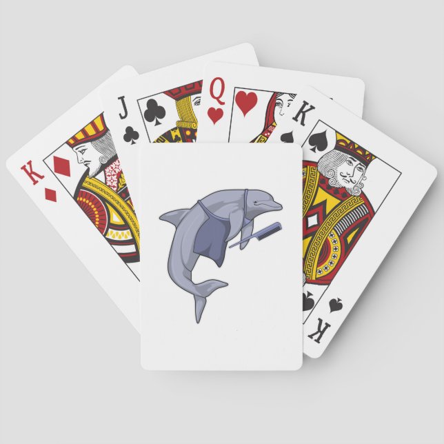 Dolphin as Hairdresser with Comb Poker Cards (Back)