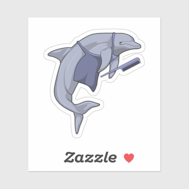 Dolphin as Hairdresser with Comb Sticker (Sheet)