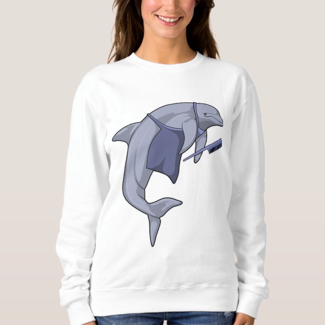 Dolphin as Hairdresser with Comb Sweatshirt (Front)