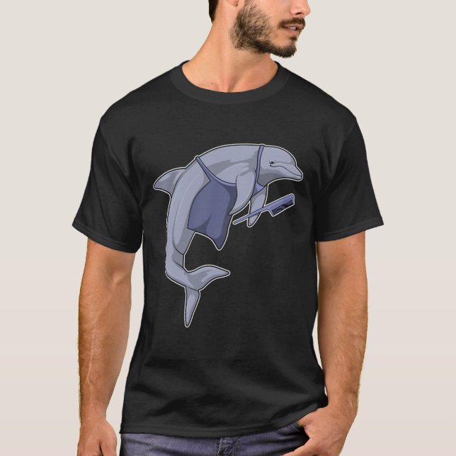 Dolphin as Hairdresser with Comb T-Shirt (Front)