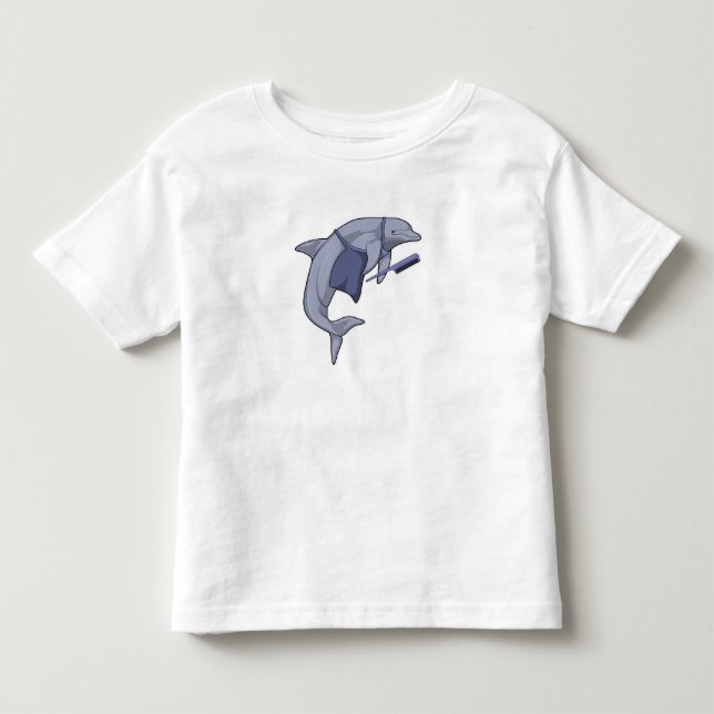 Dolphin as Hairdresser with Comb Toddler T-shirt (Front)