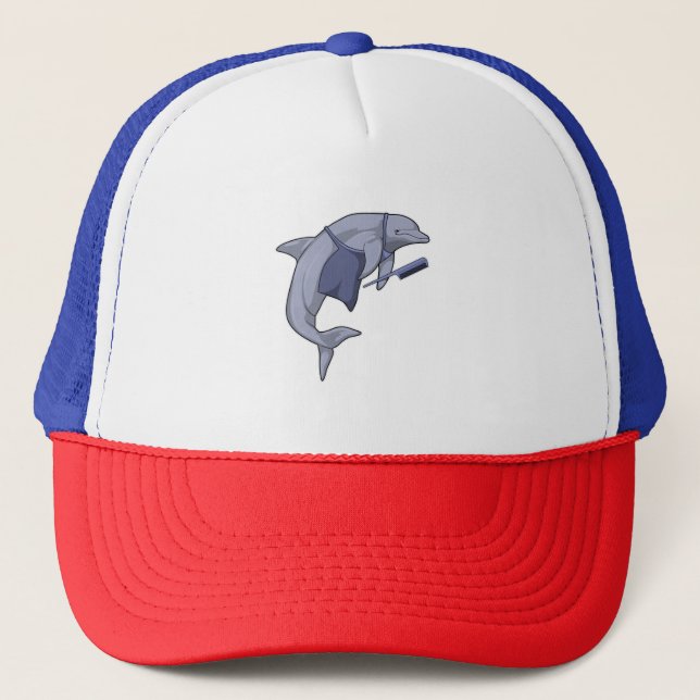 Dolphin as Hairdresser with Comb Trucker Hat (Front)