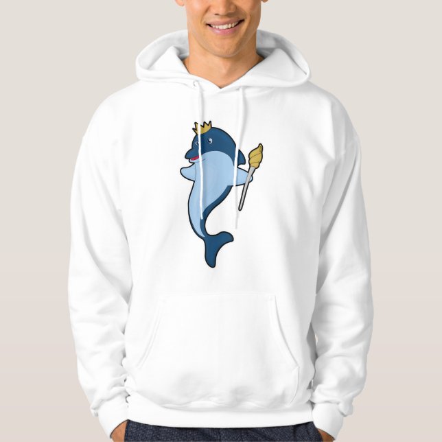 Dolphin as King with Staff & Crown Hoodie (Front)