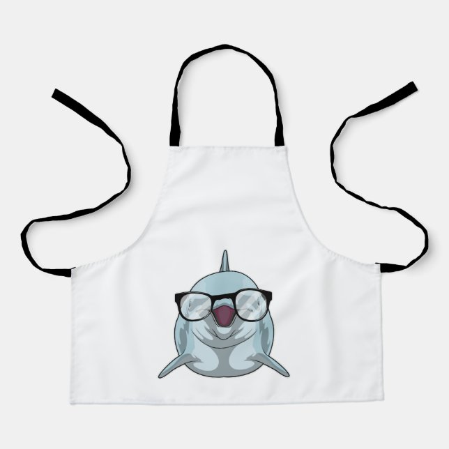 Dolphin as Nerd with Glasses Apron (Front)