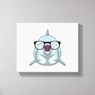 Dolphin as Nerd with Glasses Canvas Print
