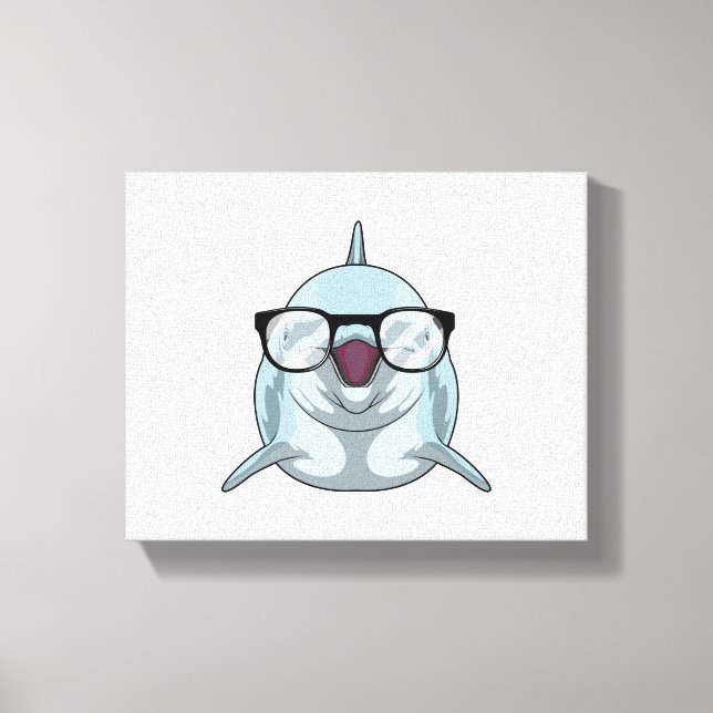 Dolphin as Nerd with Glasses Canvas Print (Front)