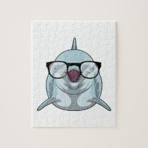 Dolphin as Nerd with Glasses Jigsaw Puzzle