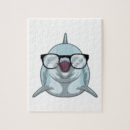 Dolphin as Nerd with Glasses Jigsaw Puzzle