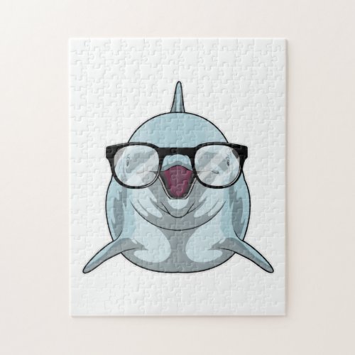 Dolphin as Nerd with Glasses Jigsaw Puzzle