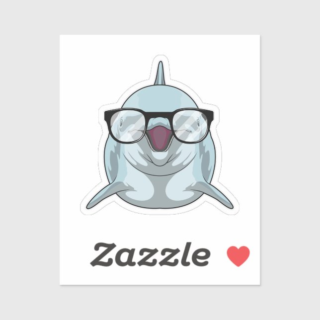Dolphin as Nerd with Glasses Sticker (Sheet)