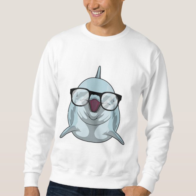 Dolphin as Nerd with Glasses Sweatshirt (Front)