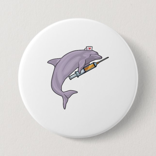 Dolphin as Nurse with Syringe Button (Front)