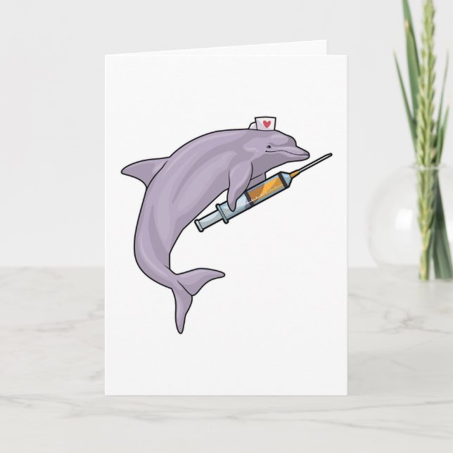Dolphin as Nurse with Syringe Card (Front)