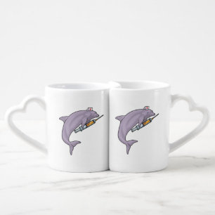 Dolphin as Nurse with Syringe Coffee Mug Set