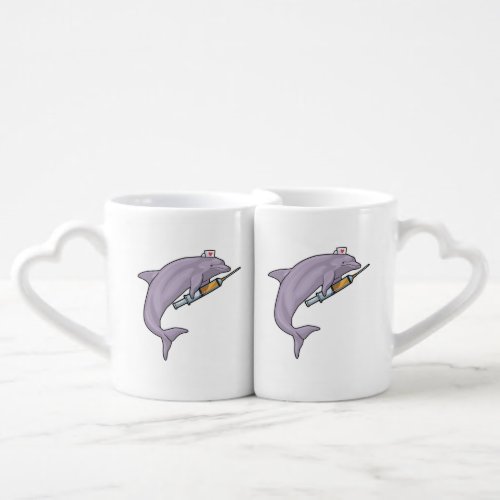 Dolphin as Nurse with Syringe Coffee Mug Set