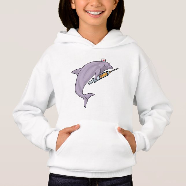 Dolphin as Nurse with Syringe Hoodie (Front)