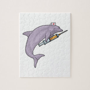 Dolphin as Nurse with Syringe Jigsaw Puzzle