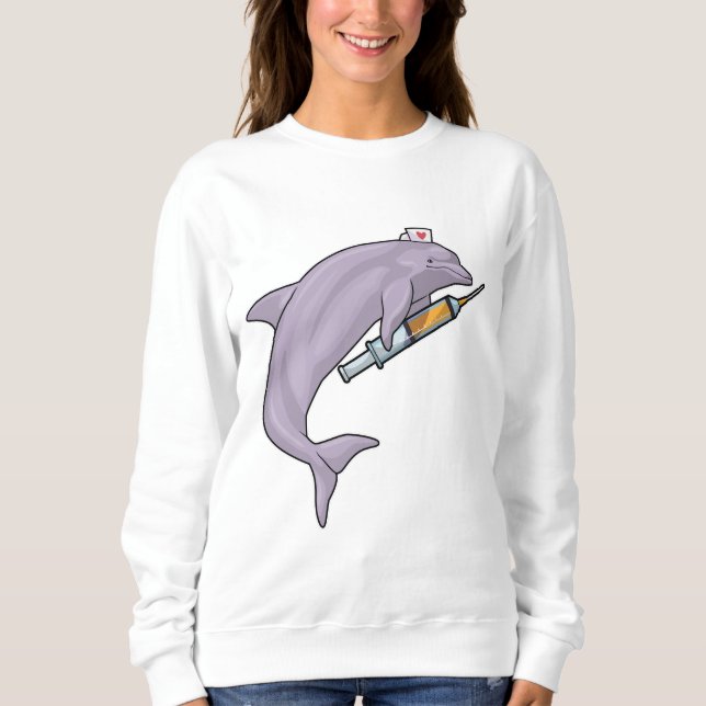 Dolphin as Nurse with Syringe Sweatshirt (Front)