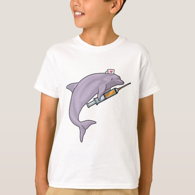 Dolphin as Nurse with Syringe T-Shirt (Front)
