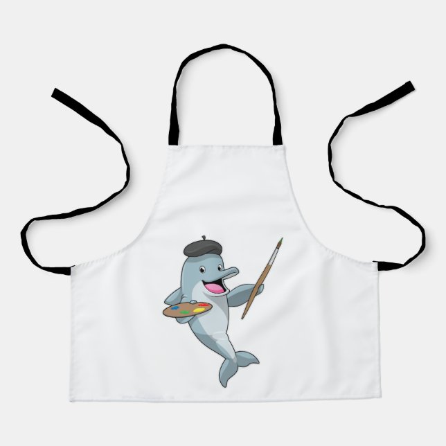 Dolphin as Painter with Paint brush & Color Apron (Front)