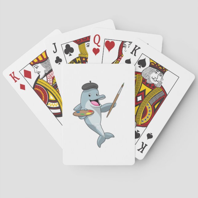 Dolphin as Painter with Paint brush & Color Poker Cards (Back)
