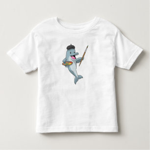 Dolphin as Painter with Paint brush & Color Toddler T-shirt