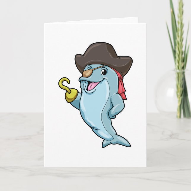 Dolphin as Pirate with Eye patch & Hooked hand Card (Front)