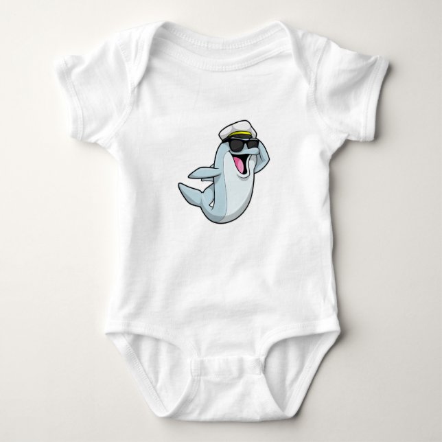 Dolphin as Policeman with Police hat Baby Bodysuit (Front)