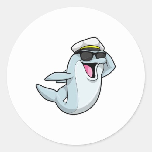 Dolphin as Policeman with Police hat Classic Round Sticker