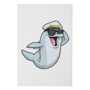 Dolphin as Policeman with Police hat Faux Canvas Print