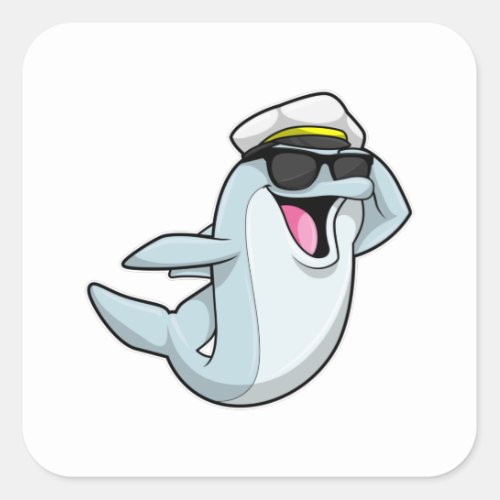 Dolphin as Policeman with Police hat Square Sticker