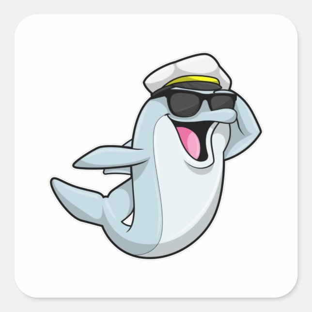 Dolphin as Policeman with Police hat Square Sticker (Front)