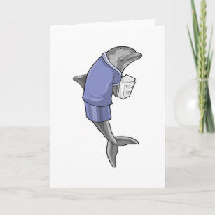 Dolphin as Secretary with Stack of paper Card