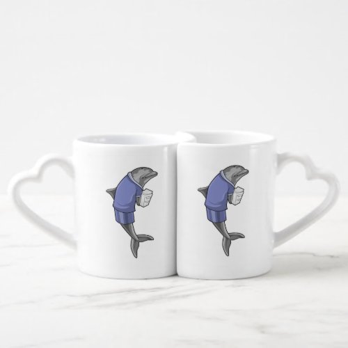 Dolphin as Secretary with Stack of paper Coffee Mug Set