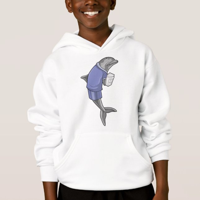 Dolphin as Secretary with Stack of paper Hoodie (Front)