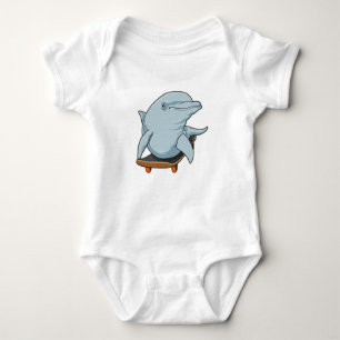 Dolphin as Skater with Skateboard Baby Bodysuit