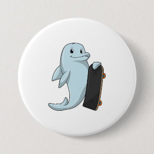 Dolphin as Skater with Skateboard Button