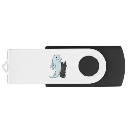 Dolphin as Skater with Skateboard Flash Drive