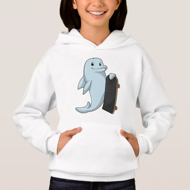 Dolphin as Skater with Skateboard Hoodie (Front)