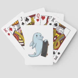 Dolphin as Skater with Skateboard Poker Cards