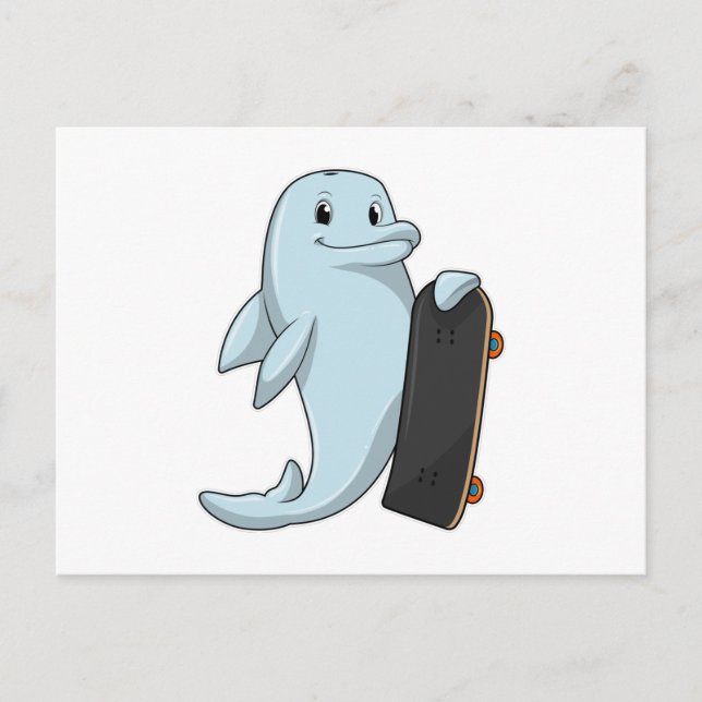 Dolphin as Skater with Skateboard Postcard (Front)