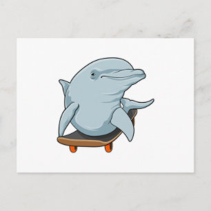 Dolphin as Skater with Skateboard Postcard