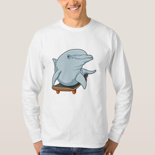 Dolphin as Skater with Skateboard T-Shirt (Front)