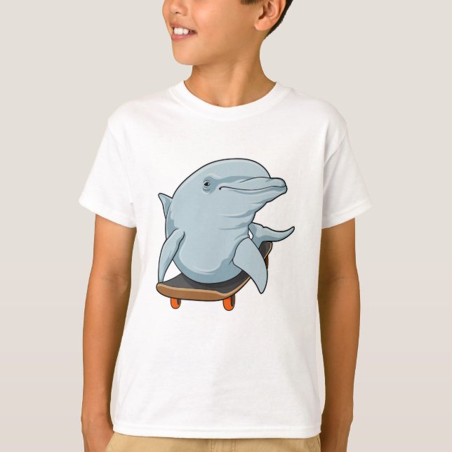 Dolphin as Skater with Skateboard T-Shirt (Front)