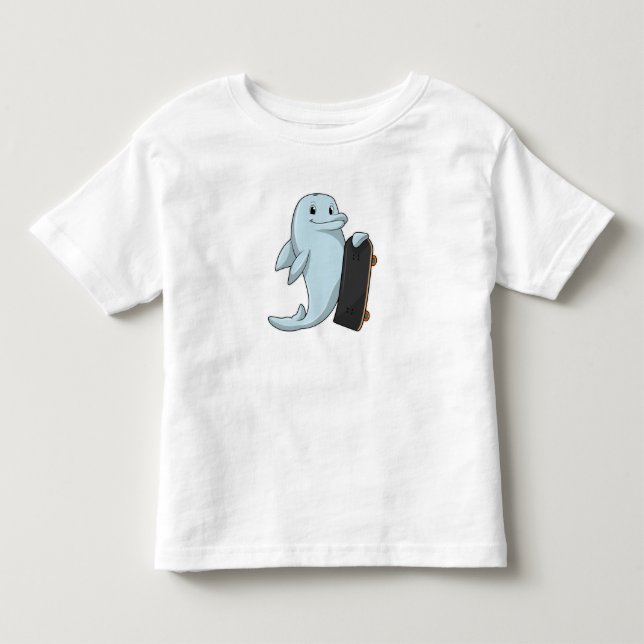 Dolphin as Skater with Skateboard Toddler T-shirt (Front)